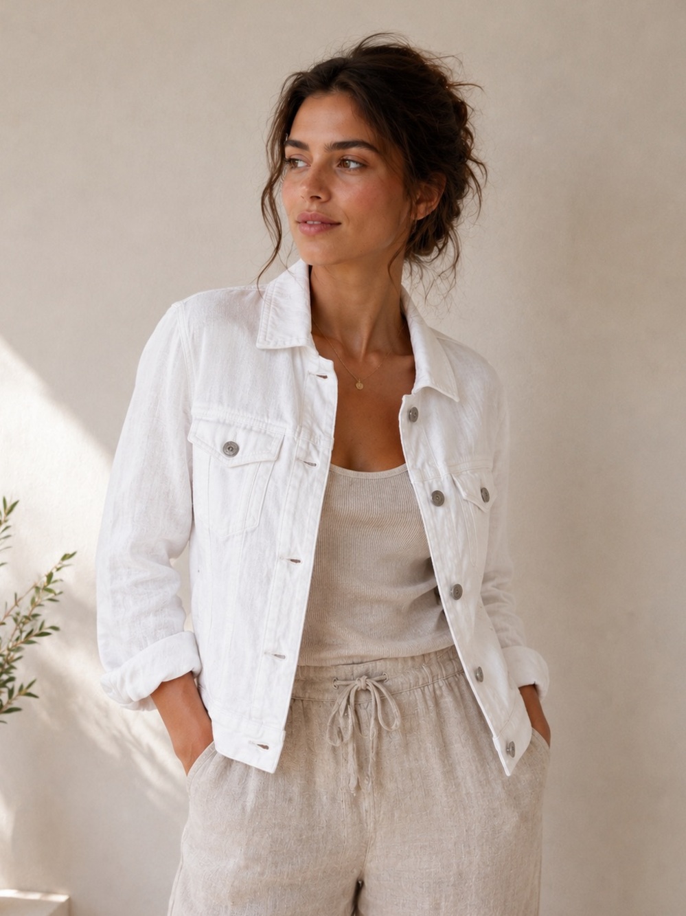🎉LAST PIECE🎉JONES NEW YORK Plus Linen Jean Jacket With Metal Trims
